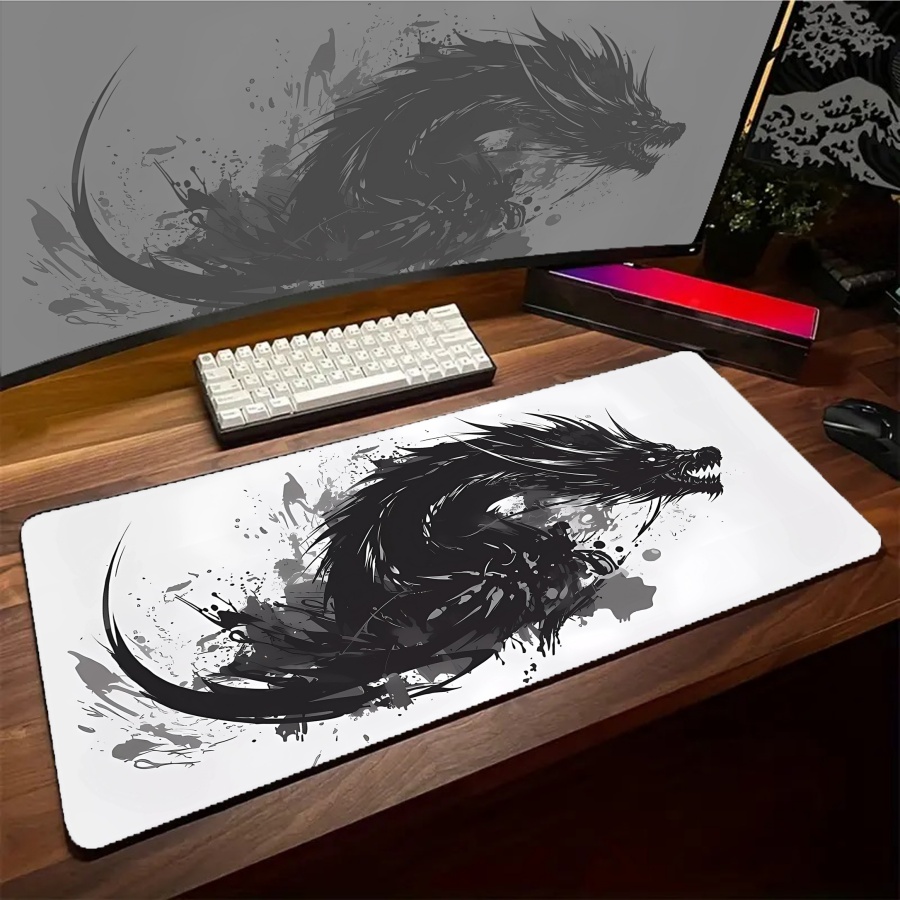 Gaming Accessories Pc Setup - Muismat Grote Kawaii Dragon-muismat Wit XXL