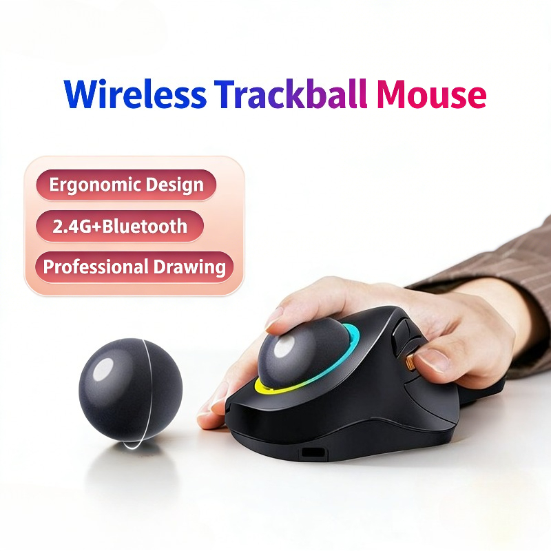 Gaming Accessories Ipad - Draadloze Trackball-muis RGB Ergonomische 1600DPI Rollerball-muizen