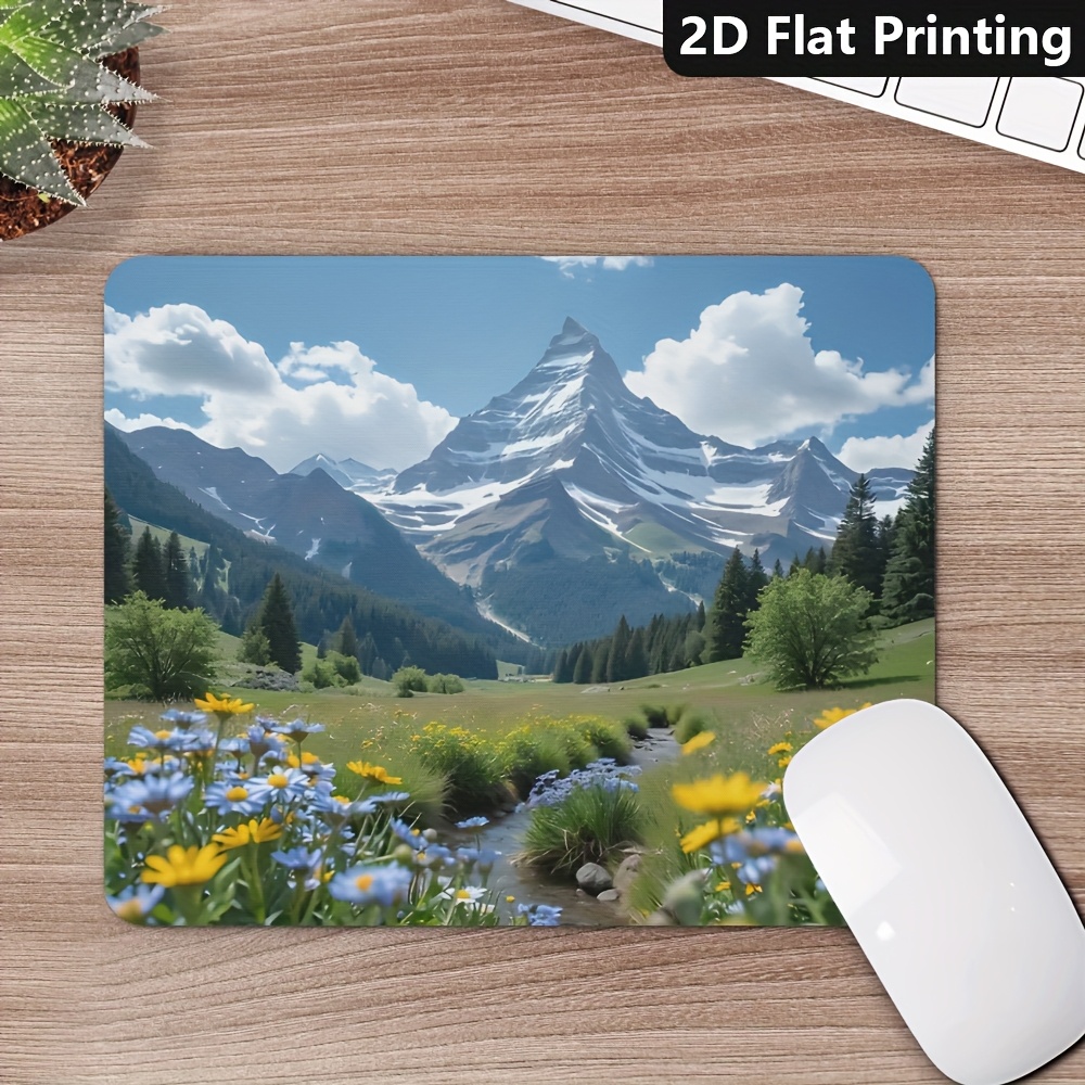 Gaming Accessories Pc Setup - Gaming Office Antislip-muismat Schilderachtig bergbloemlandschap Bureaumat